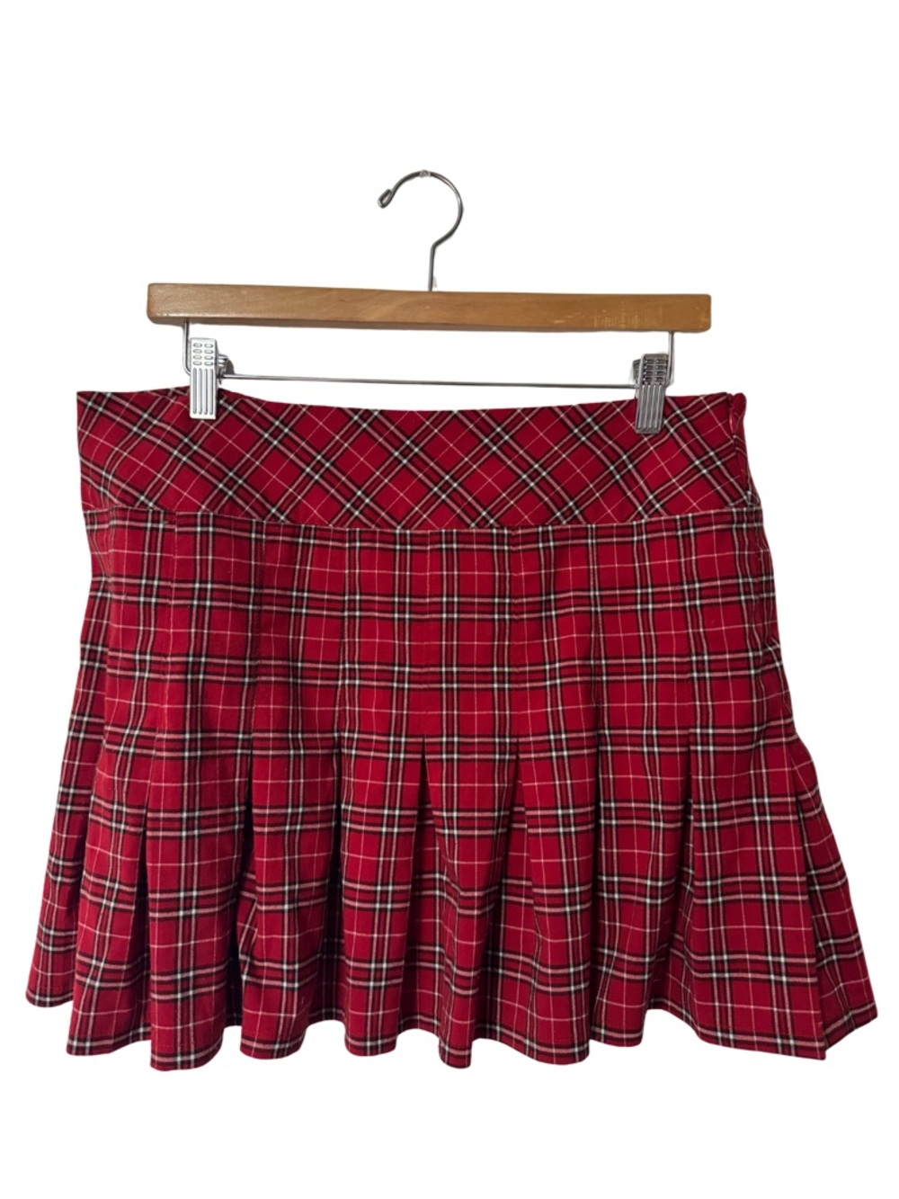 Vintage pleated plaid mini skirt